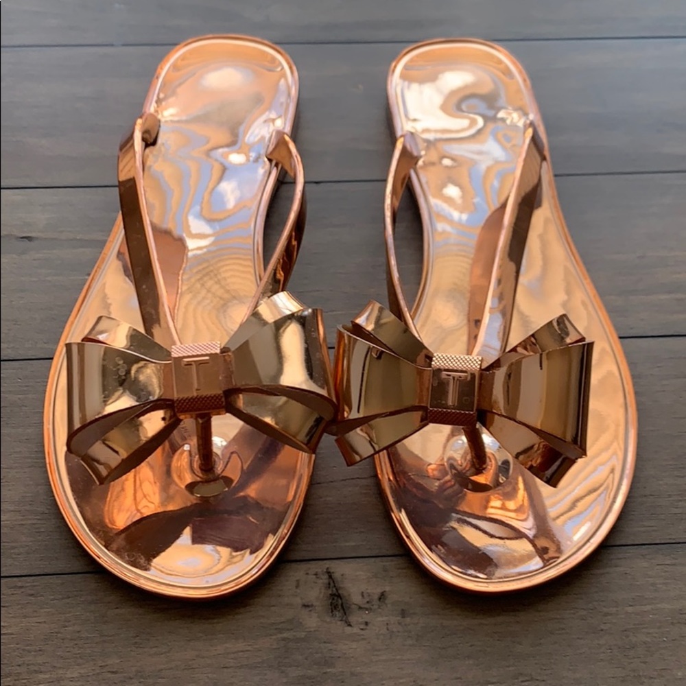Rose Gold Ted Baker flip flops 7